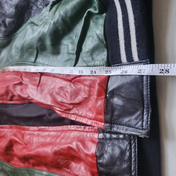 Multicolor Leather Bomber Jacket - Picture 5 of 9